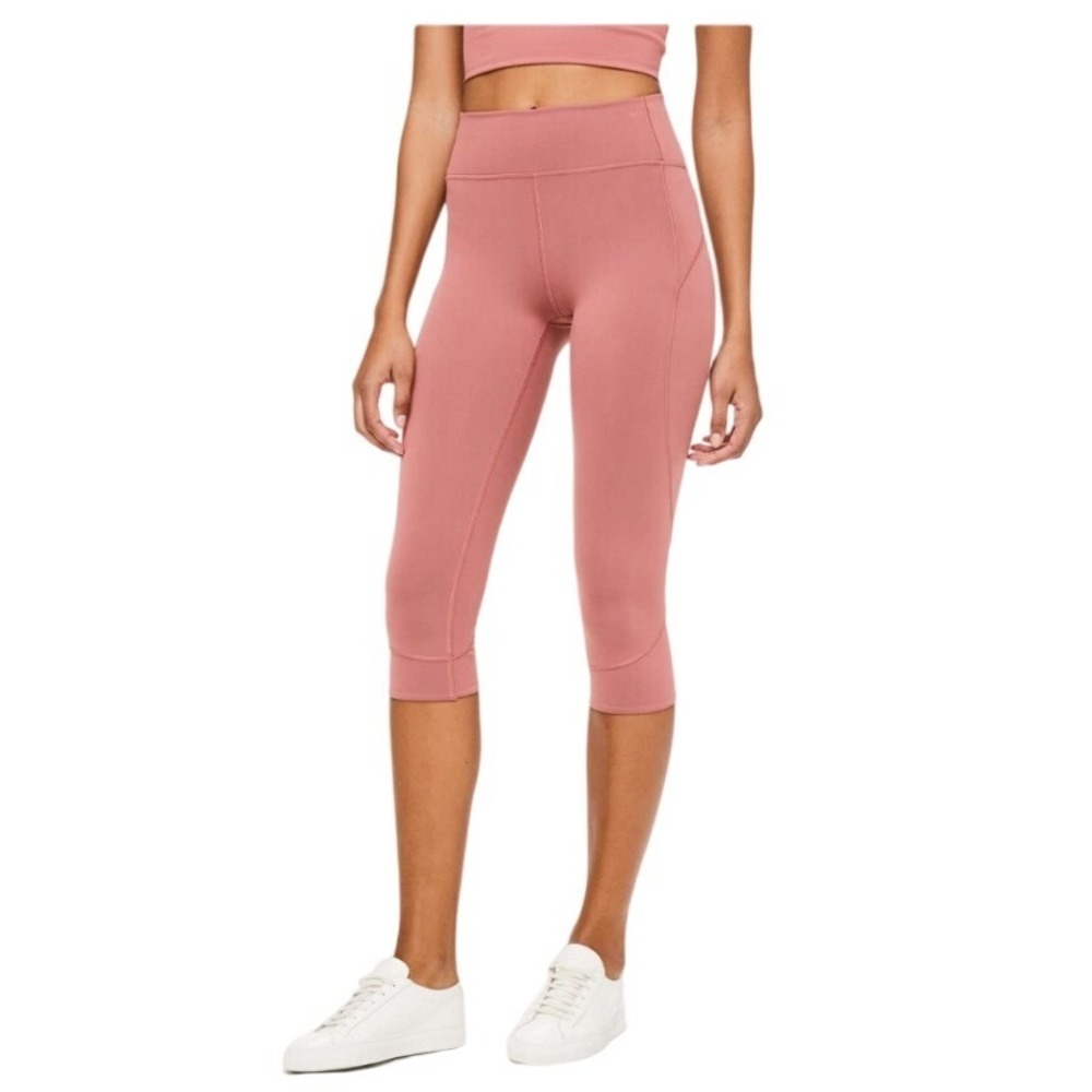 Lululemon In Movement Crop Leggings 19" Red Bronze Everlux Size 6 High Waist